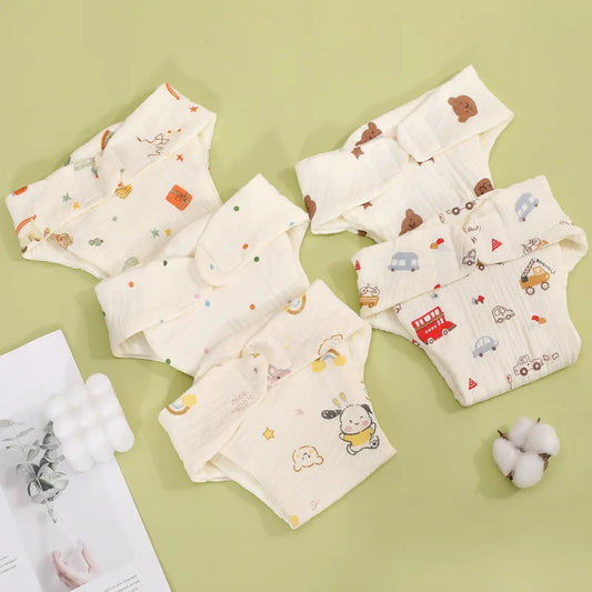 Summer Cotton Baby Reusable Taped Diaper Cartoon Training Pants