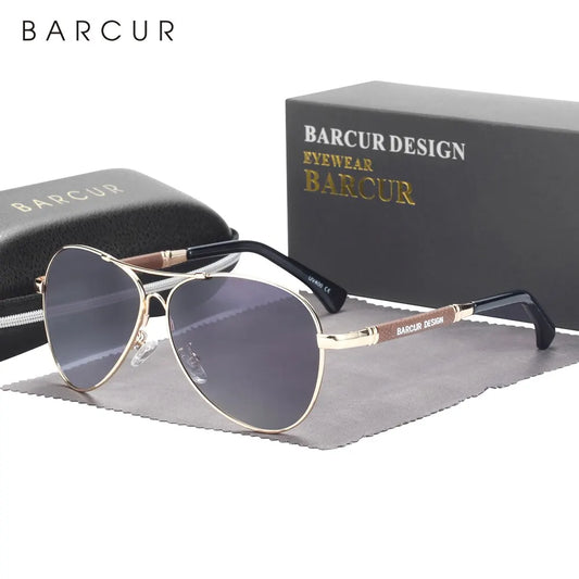 BARCUR Design Frame Sunglasses Polarized For Men Women Pilot Gradient Lens Eyewear Mirror Shades