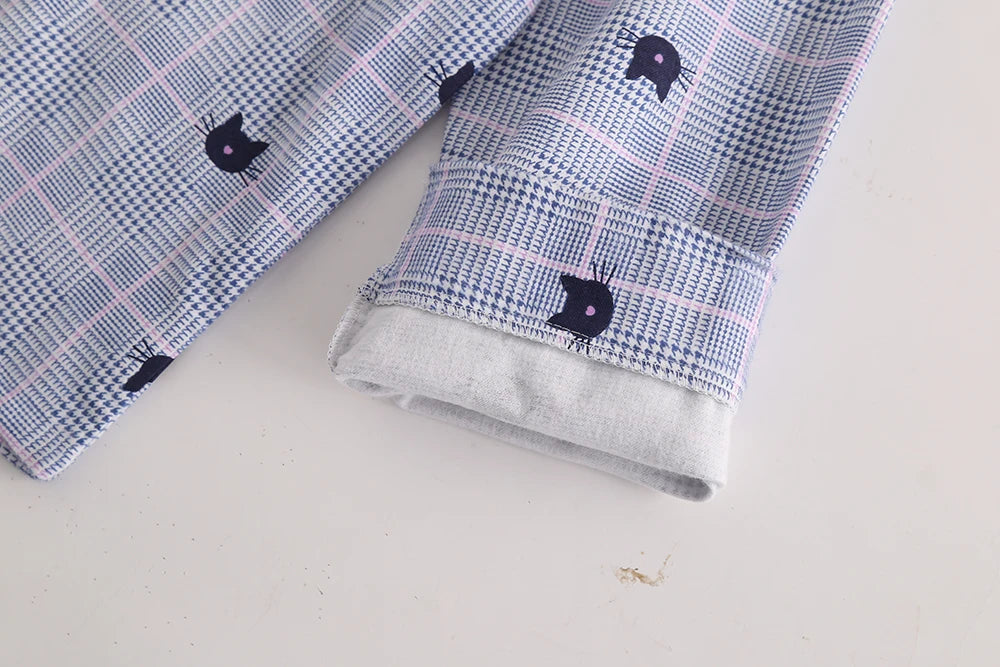 Plaid Design Multi Colors Warm Cotton Flannel Long-sleeved Trousers Pajamas Set for Men