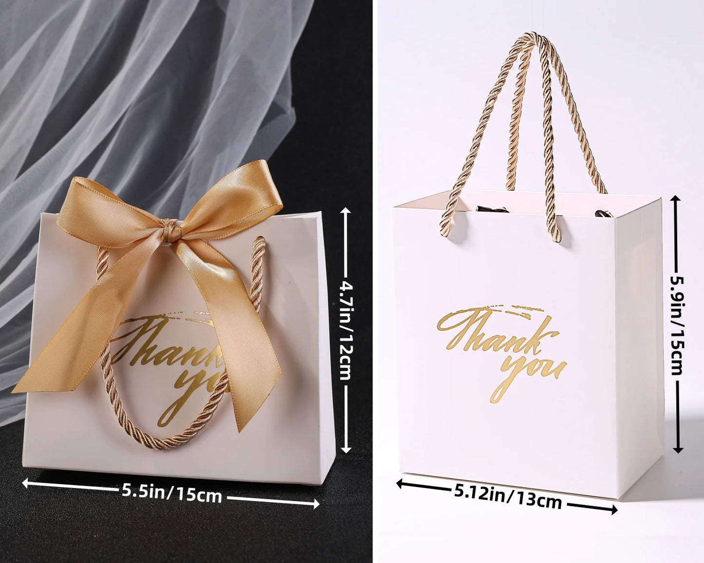 20/50 Pack Small Thank You Gift Bags Bulk Wedding Gift Bags for Guests Mini Gift Paper Bags With Handles for Wedding Baby Shower