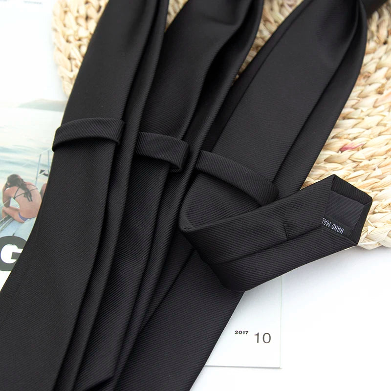Classic Black Solid Ties for Men High Quality Women Neckties for Wedding Party Business Casual