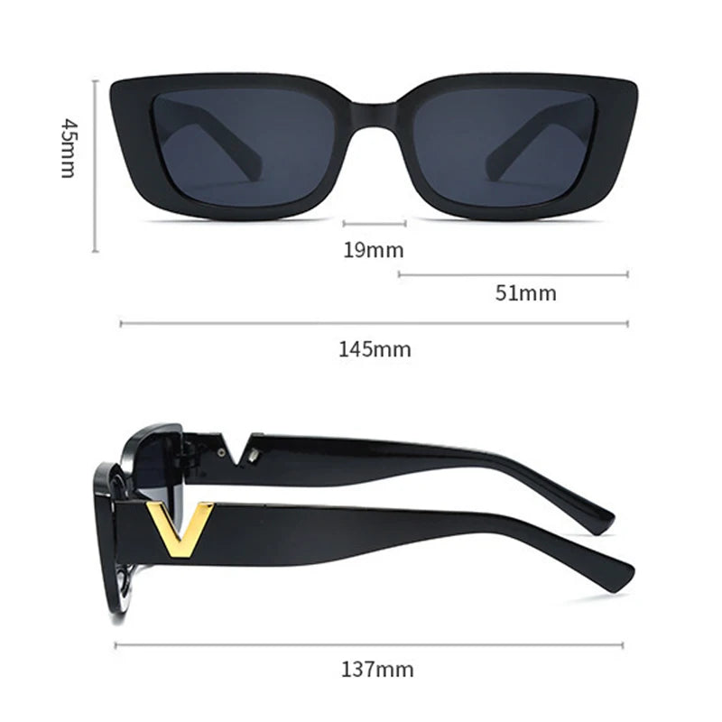 Small Frame Sunglasses For Women, Square Frame V-shaped