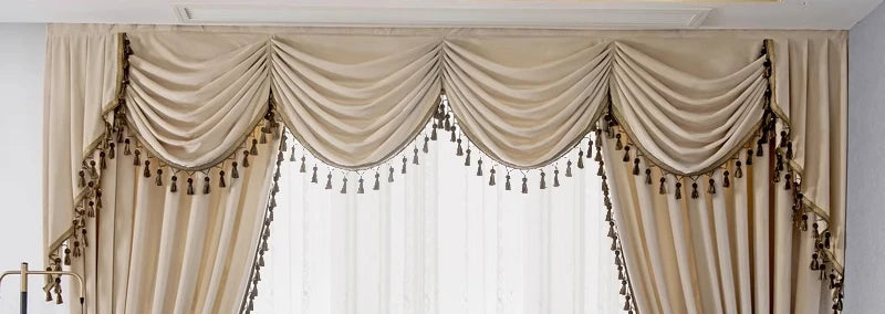 European Velvet Curtains for Living Room Bedroom Villa Luxury Pink Milk Tea Color Solid Color Curtain Head Mantle Valance