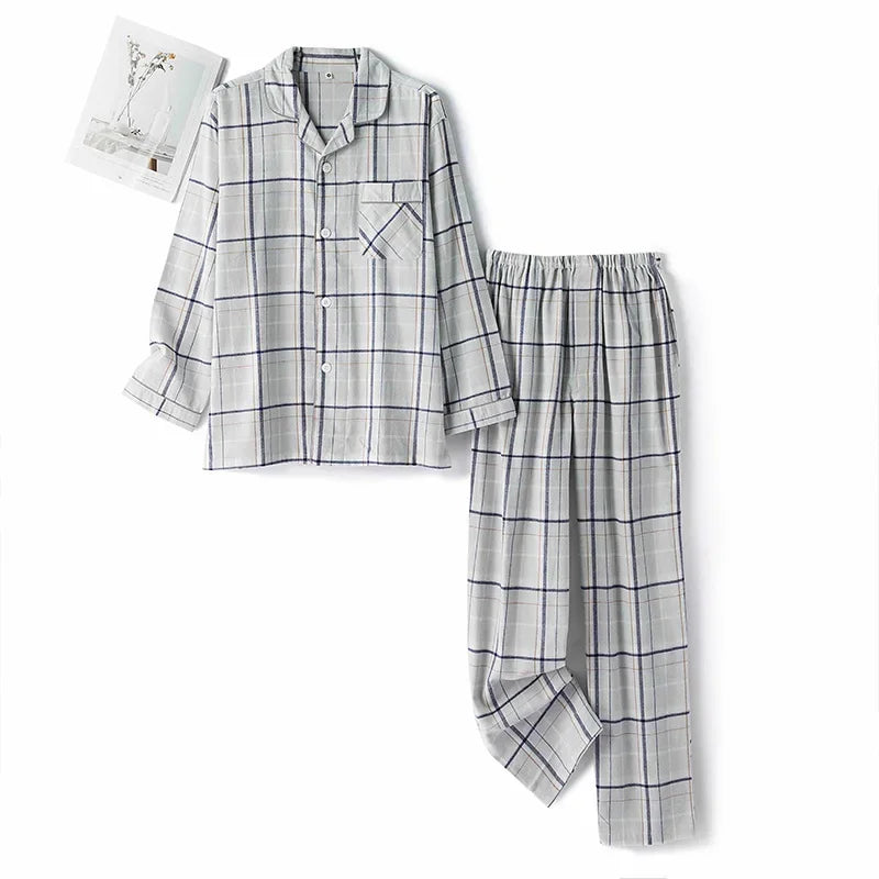 Autumn and Winter Multi Colors Cotton Brushed Solid and Plaid Design Warm Thick Trousers Pajamas Set Couples Home Clothes