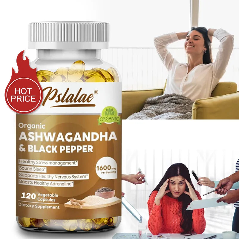 Ashwagandha Extract - Relieve Anxiety and Stress, Help Healthy Deep Sleep, Relieve Insomnia, Lose Belly Fat, and Manage Weight