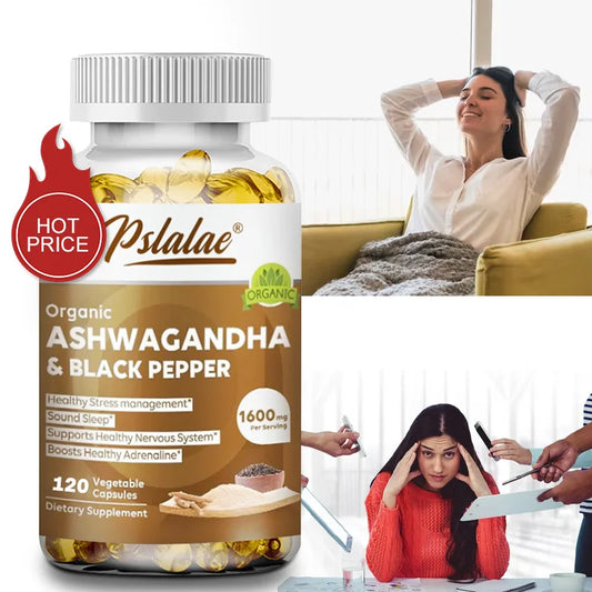 Ashwagandha Extract - Relieve Anxiety and Stress, Help Healthy Deep Sleep, Relieve Insomnia, Lose Belly Fat, and Manage Weight