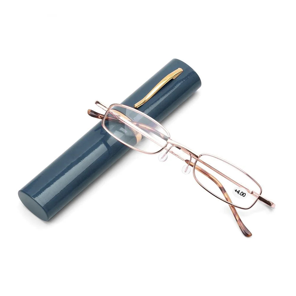 1Set Portable Reading Glasses Men Women Ultra-thin Mini Anti-blue light Presbyopia Eyeglasses with Box Computer Glasses +1.0~4.0
