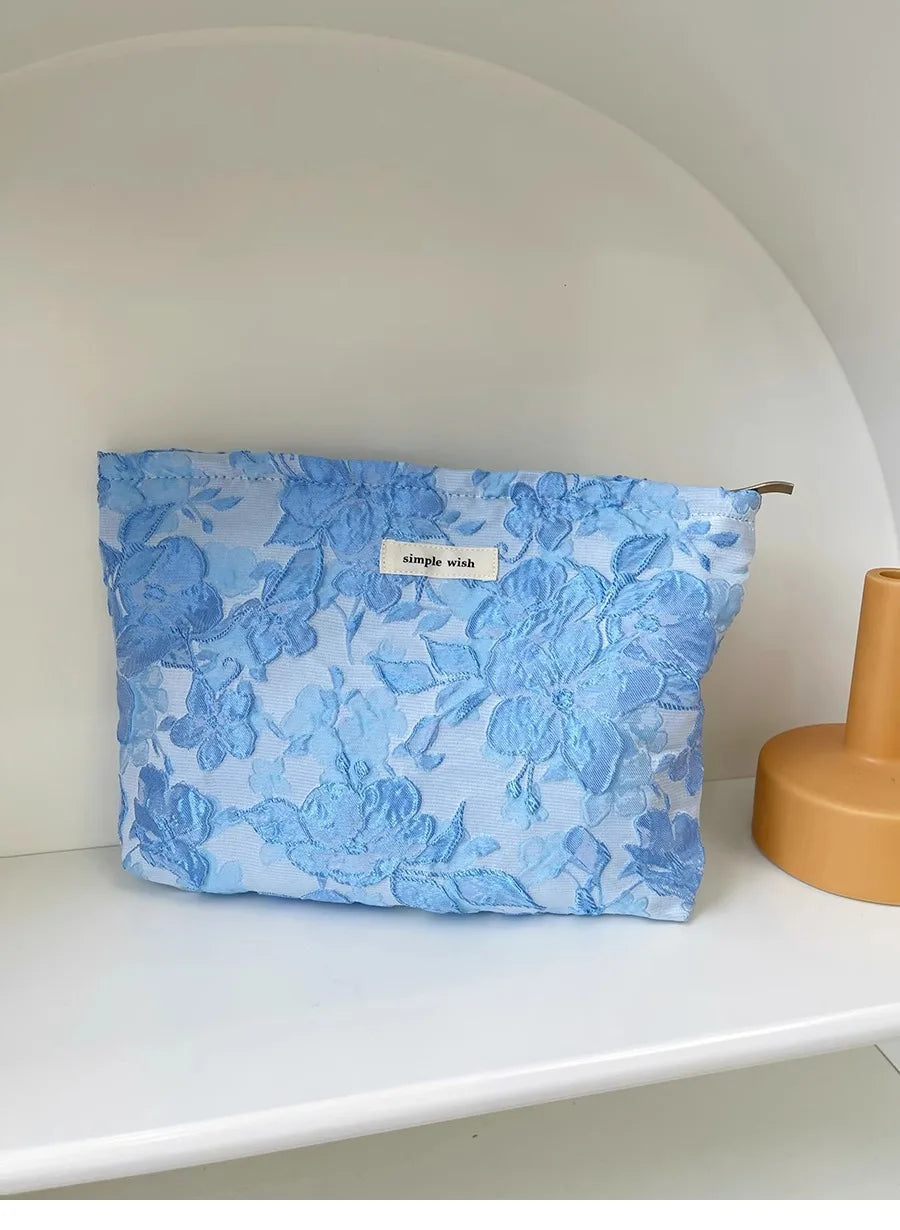 Fashion Floral Print Zipper Cosmetic Bag Travel Essentials Organizer Makeup Toiletry Pouch Portable Women's Makeup Bag