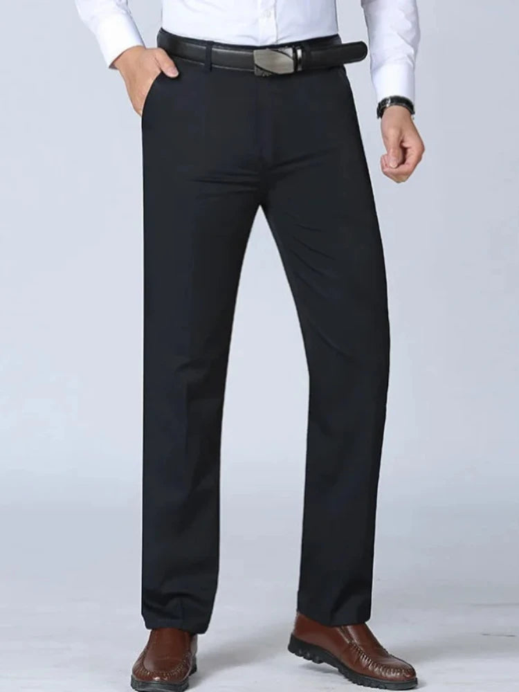 100% Cotton Summer Thin Suit Men's Casual Pants Thick Classic Stretch Trousers