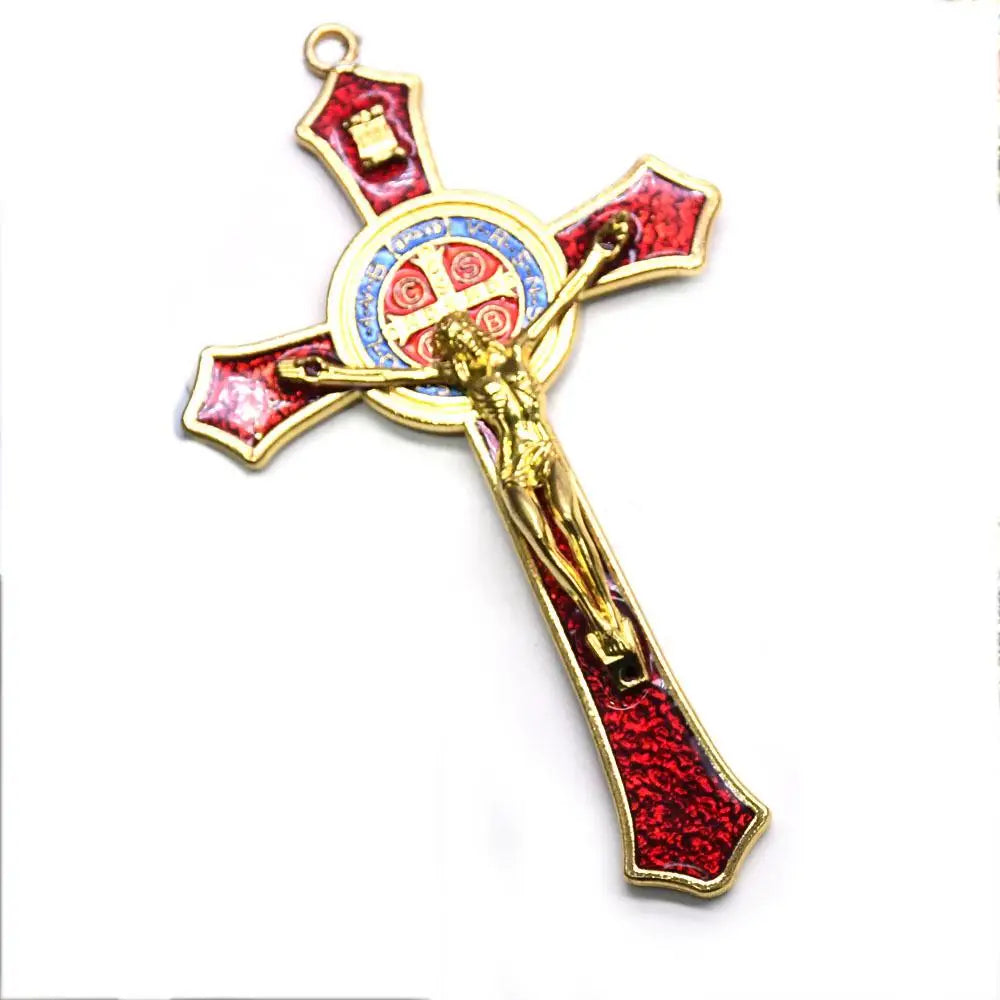 12*7cm Golden Saint Benedict Cross Jesus Christ Pendant Religion Praying & Decoration