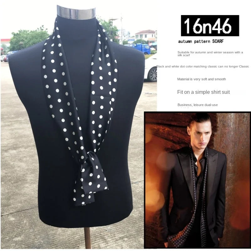 Men's silk scarves British strip printed narrow scarf suit decorative