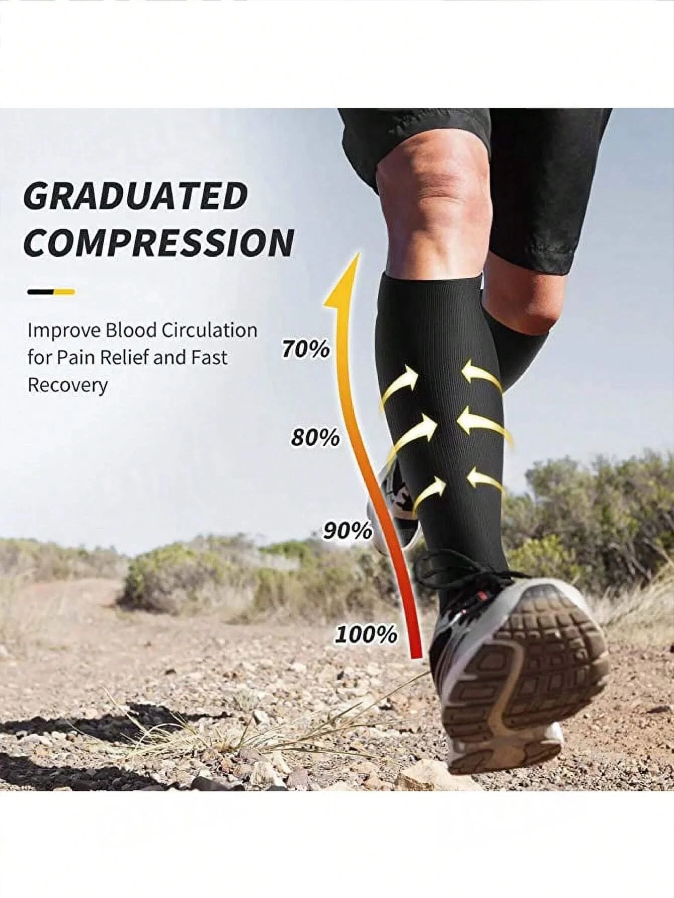 6 Pairs of Compression Socks - Unisex Knee-High Design with Soft & Lightweight Fabric, Low-Pressure Support for Nurses, Running,