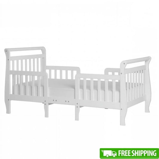 Toddler Bed with Mattress Solid Pine Wood Kids Furniture with Safety Guardrails for Bedroom & Nursery