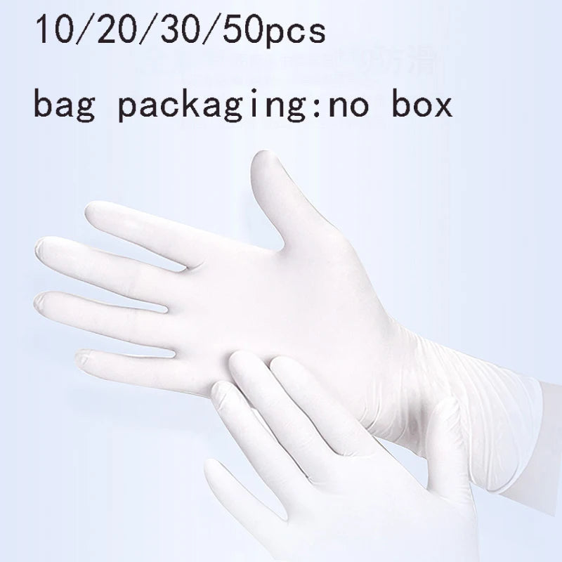S/M/L/XL White Disposable Nitrile Gloves Latex Free Powder Free Waterproof Wear Resistant Gloves for  Dishwashing Gardeni