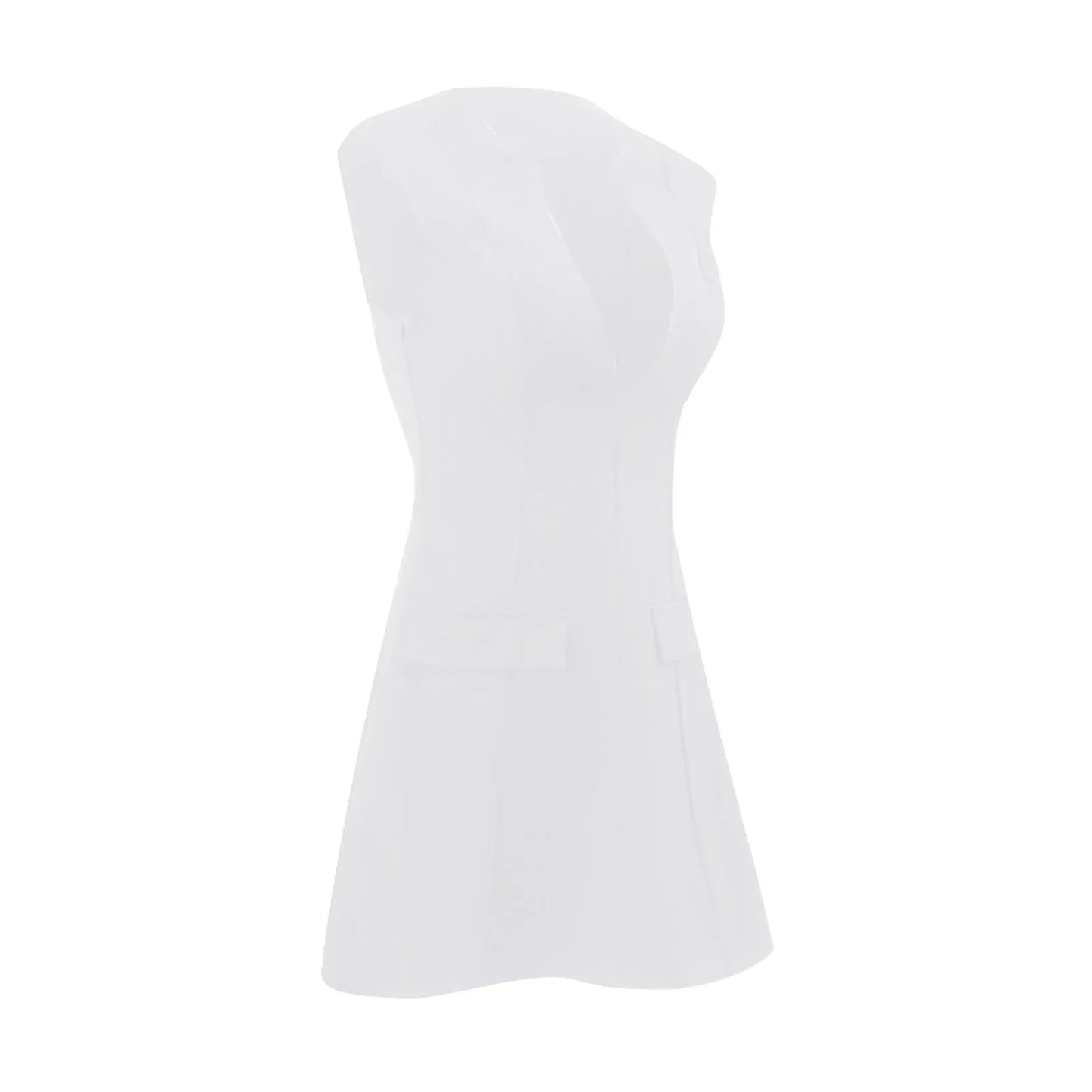Women's Summer Sexy DropV Neck Sleeveless Mini Dress Solid Zipper