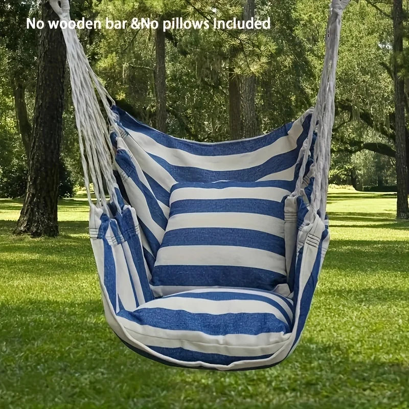 1pc Handwoven Hammock Chair Swing, Fabric Hanging Chair for Indoor and Outdoor Use Sturdy and Comfortable