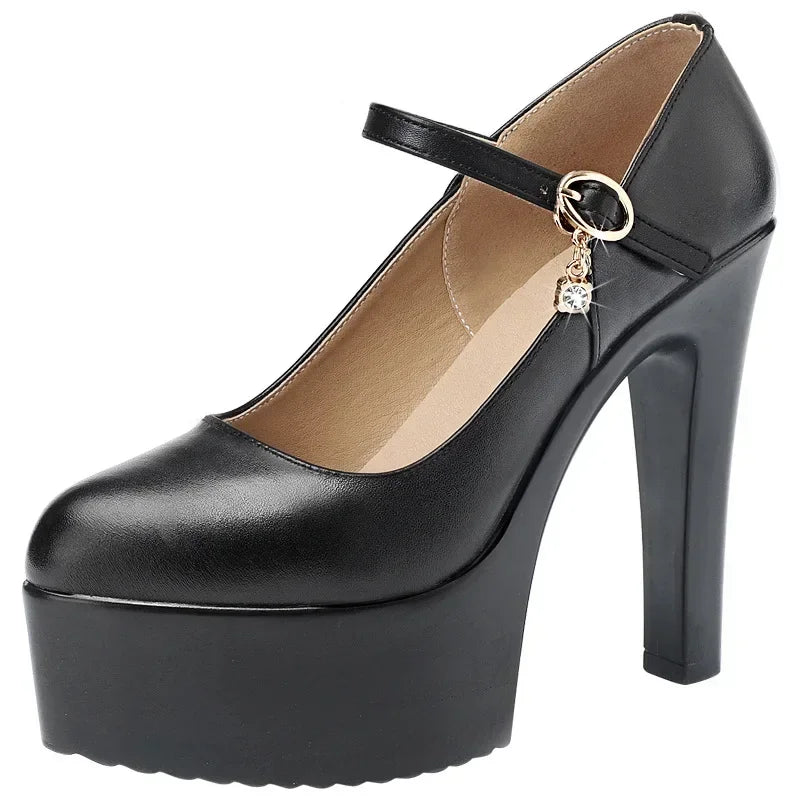 Genuine Leather Platform Pumps Shoe