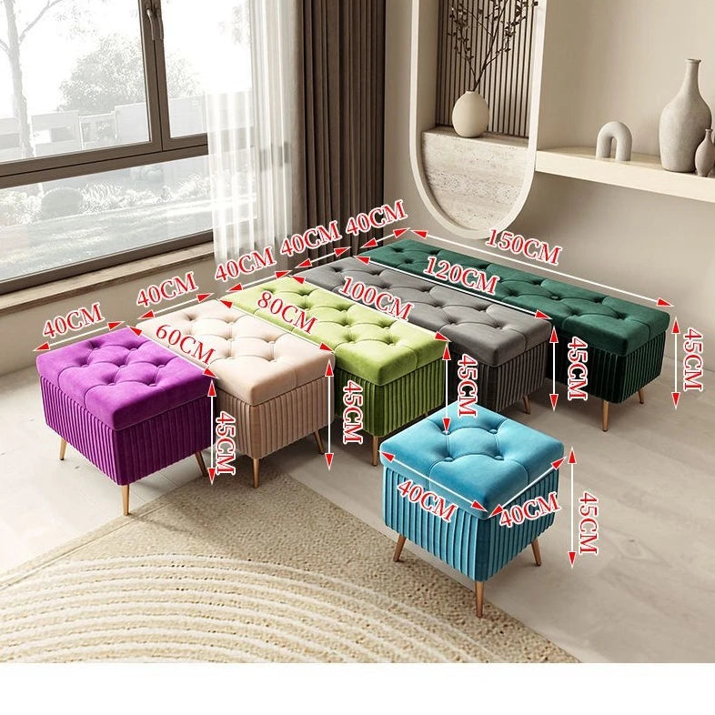 Luxury Nordic Fabric Ottomans long Sofa Bench with Storage