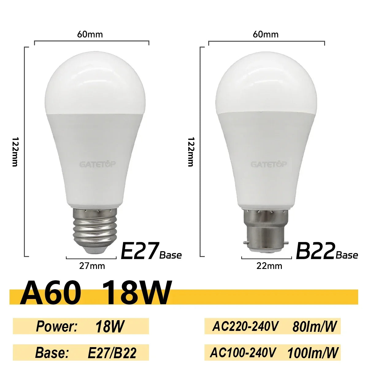 2PCS 24W 20W 18W 15W Bulb Hight Lumen E27 B22 Base Led Lamps AC220V 230V 110V Light Lamps for Home