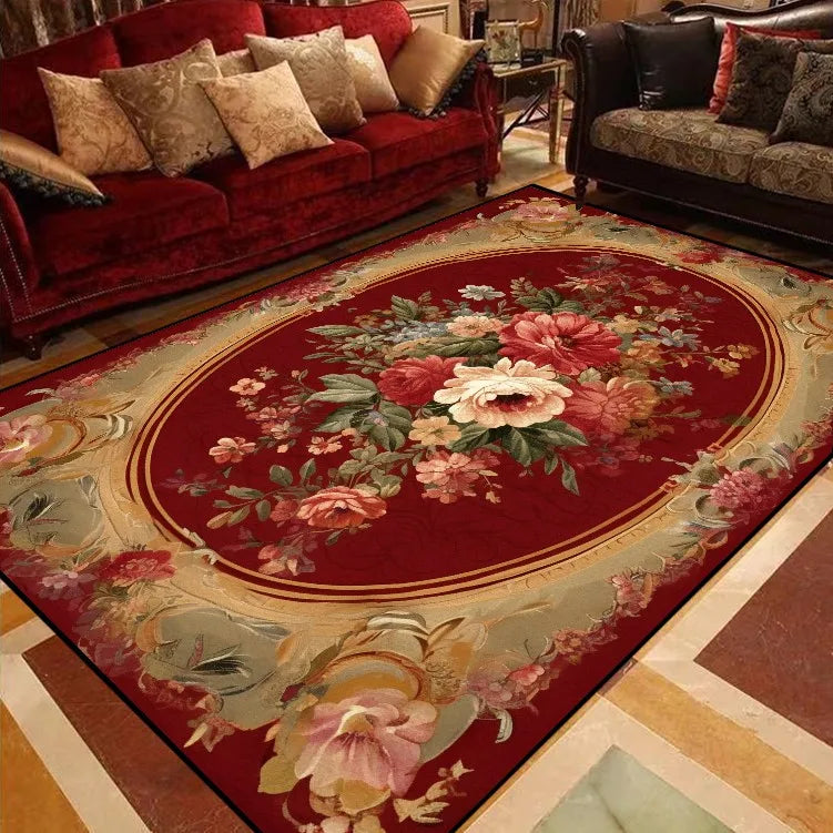 Luxury European Floral Carpets for Living Room Bedroom Carpet Home Floor Mat