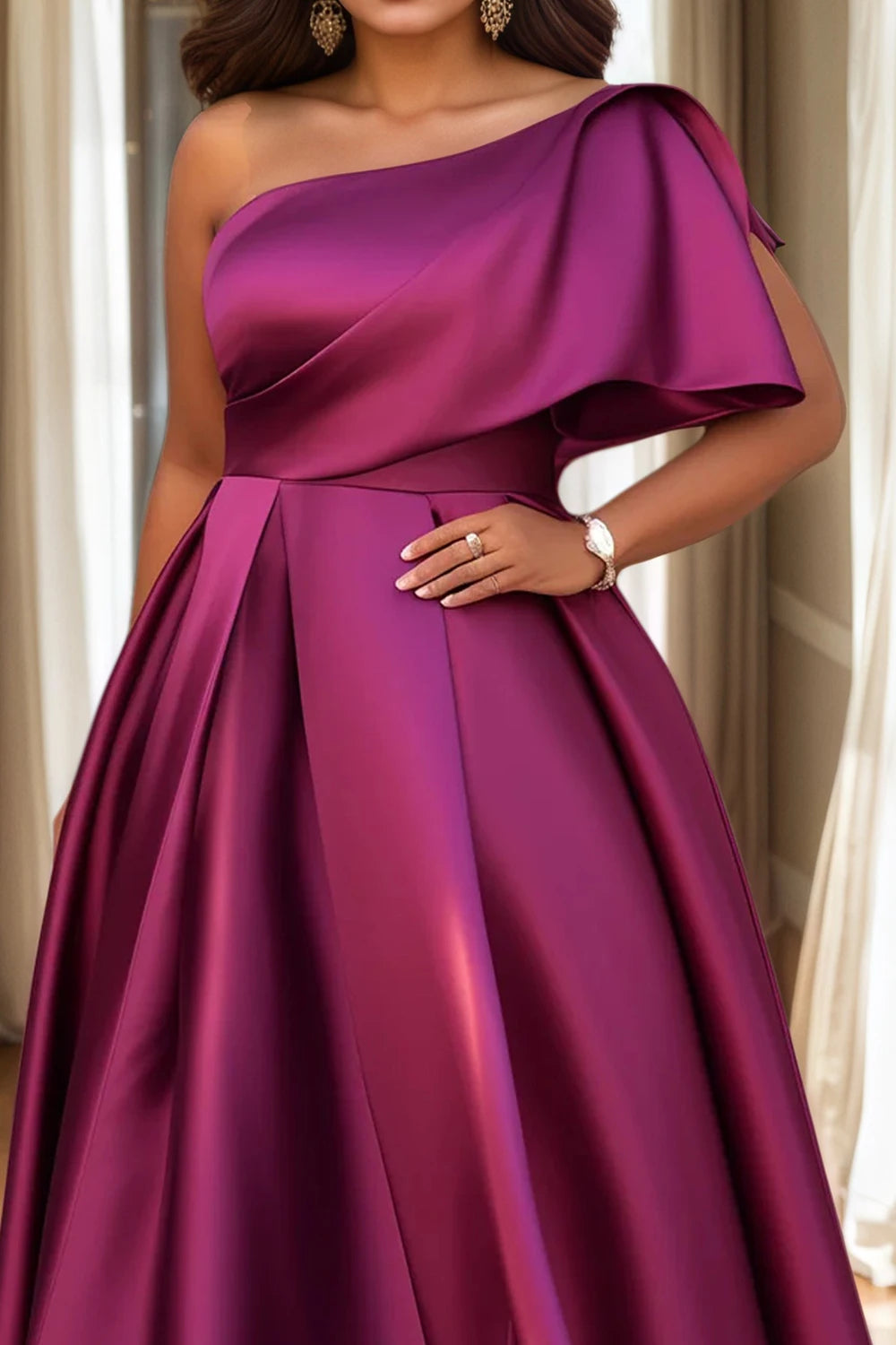 A-Line Elegant Wedding Guest Cocktail Maxi Dress Off Shoulder Formal Dress
