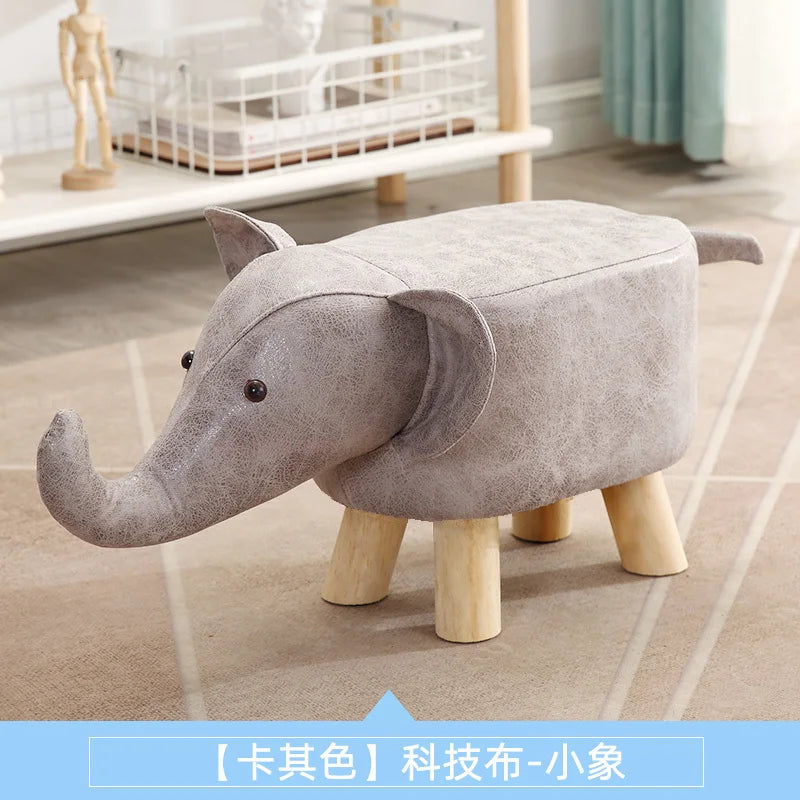 Real Wood Low Stools Creative Animal Elephant Cartoon Family Change Shoe taburete Small Stool ottomans Lovely pouf