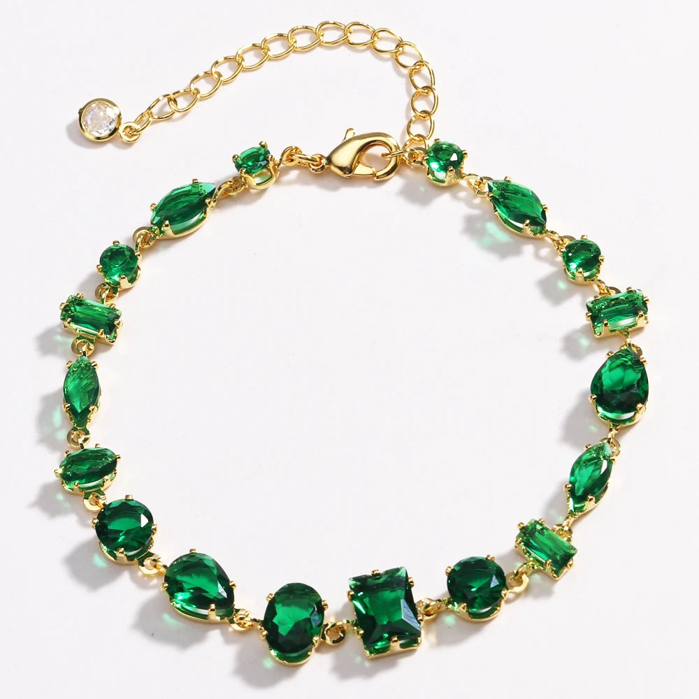 Mix Style Green Micro-inlaid Zircon Tennis Bracelet for Women 2025 New Men Bracelet Homme Jewelry Accessories Wholesale