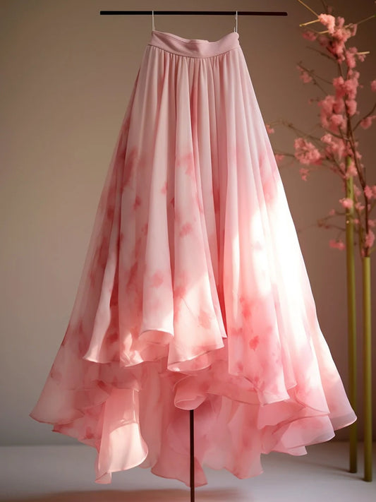Spring/Summer Women's Elastic Pleated High Waist Slim A-line Skirts