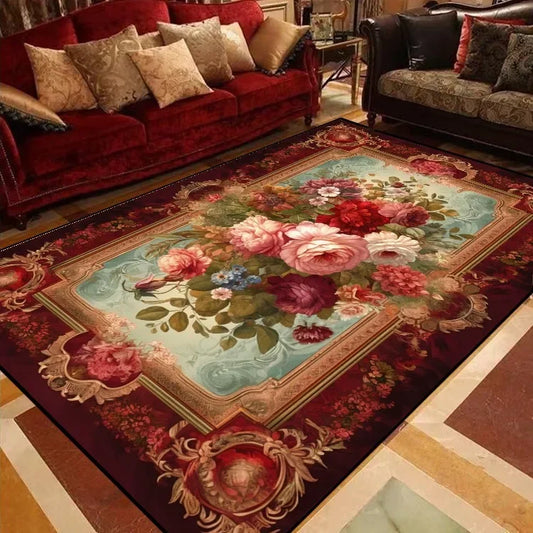 Luxury European Floral Carpets for Living Room Bedroom Carpet Home