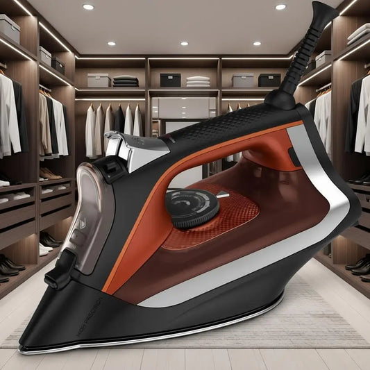 Iron Steamer, Clothes Steam Iron, Stainless Steel Soleplate, Microsteam Holes, 1700 Watts, Lightweight, Auto-Off, Black