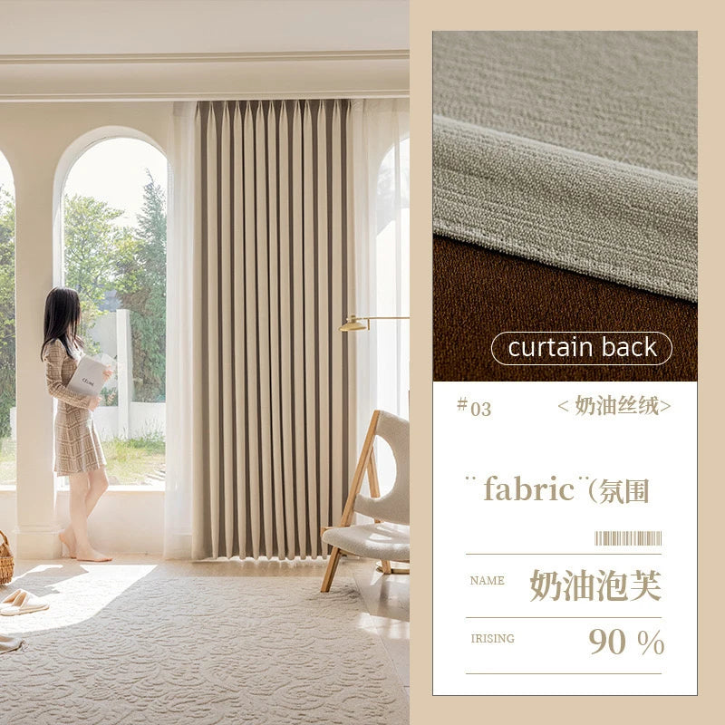 Super Soft Chenille High Blackout Curtains for Bedroom Living Room Romantic Colors Three-dimensional Texture Customize Size