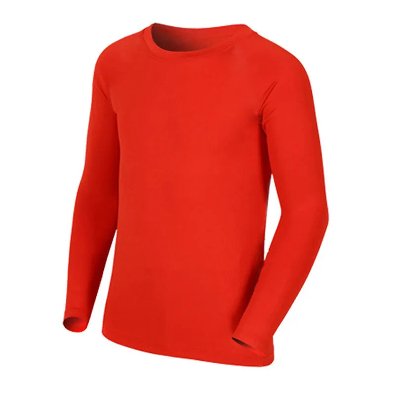 Kids Children Boy Girl Compression Running Long T Shirt Fitness Sport Basketball Football Gym Sportswear Soccer Clothes 25