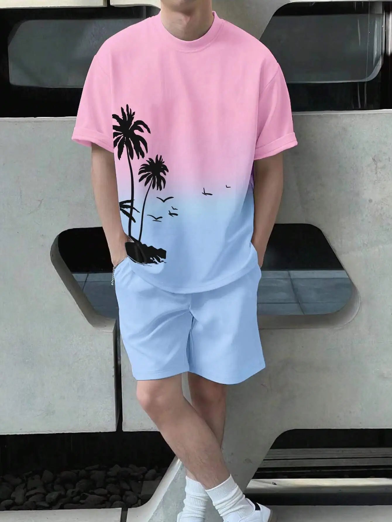 Soft and comfortable Beach Short Sleeved Shirt with Casual Short Set