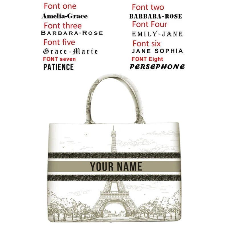 Personalized custom women's tote bag, canvas printed handbag, large capacity beach bag
