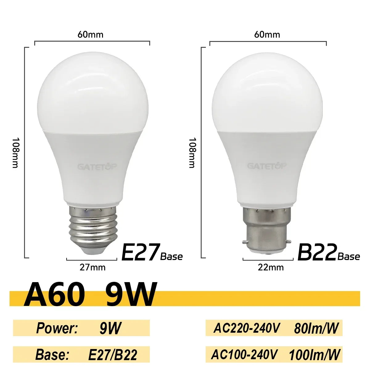 2PCS 24W 20W 18W 15W Bulb Hight Lumen E27 B22 Base Led Lamps AC220V 230V 110V Light Lamps for Home
