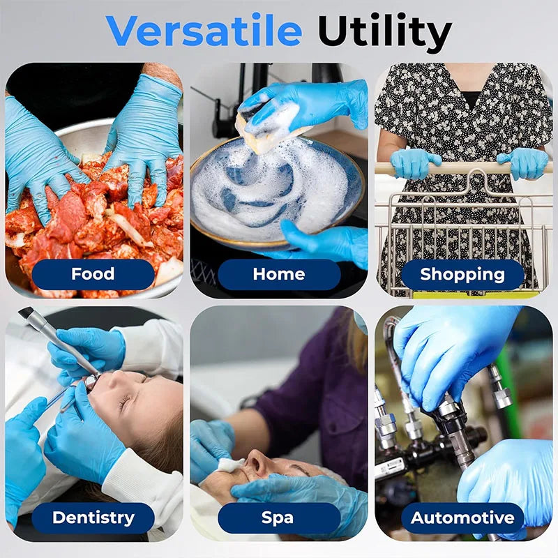 10-100PCS Blue Nitrile Gloves Disposable Cleaning Gloves for Kitchen Dishwashing Waterproof Latex Free Powder Free Work Glove