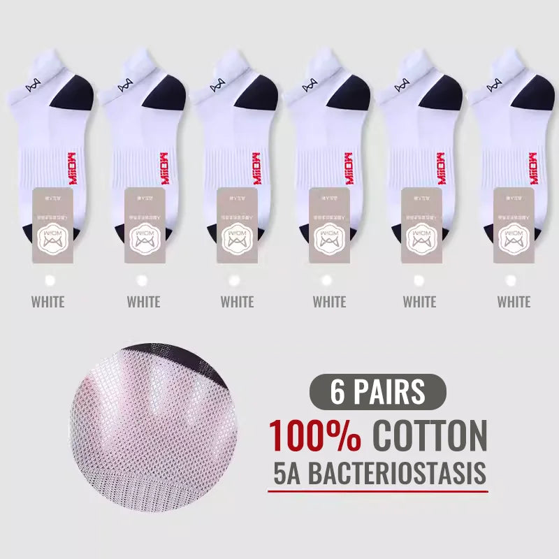 100% Pure Cotton Men Short Socks Set Lycra Band Ear-lifting Heel Protection Deodorant Antibacterial Sports Ankle Sock