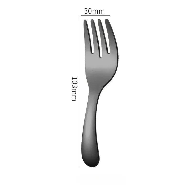 Mini Portable Stainless Steel Spoon Fork Set Storage Dessert Fruit Tool for Work School Short Handle Tableware Suitable for Kids