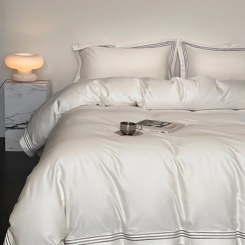 Luxury 1000TC Egyptian Cotton Solid Color Hotel Style Embroidery Bedding Duvet cover Set