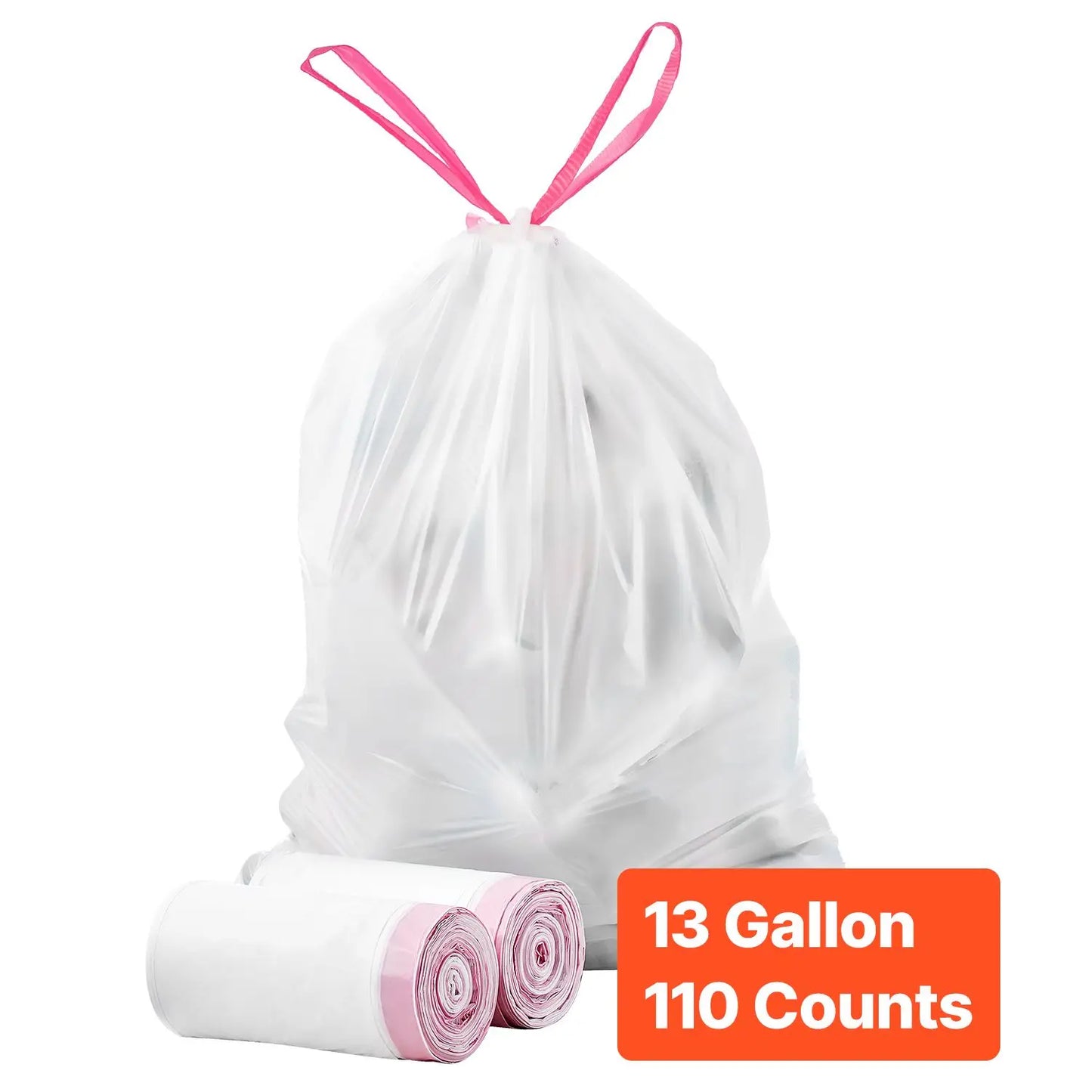 13 Gallon 110 Count Extra Thick Drawstring Trash Bags Fresh Scent Recyclable Kitchen Garbage Bin Bag Household Freshness Bin Bag