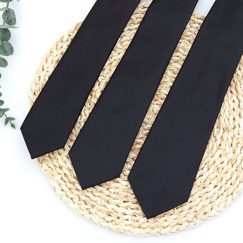 Classic Black Solid Ties for Men High Quality Women Neckties for Wedding Party Business Casual