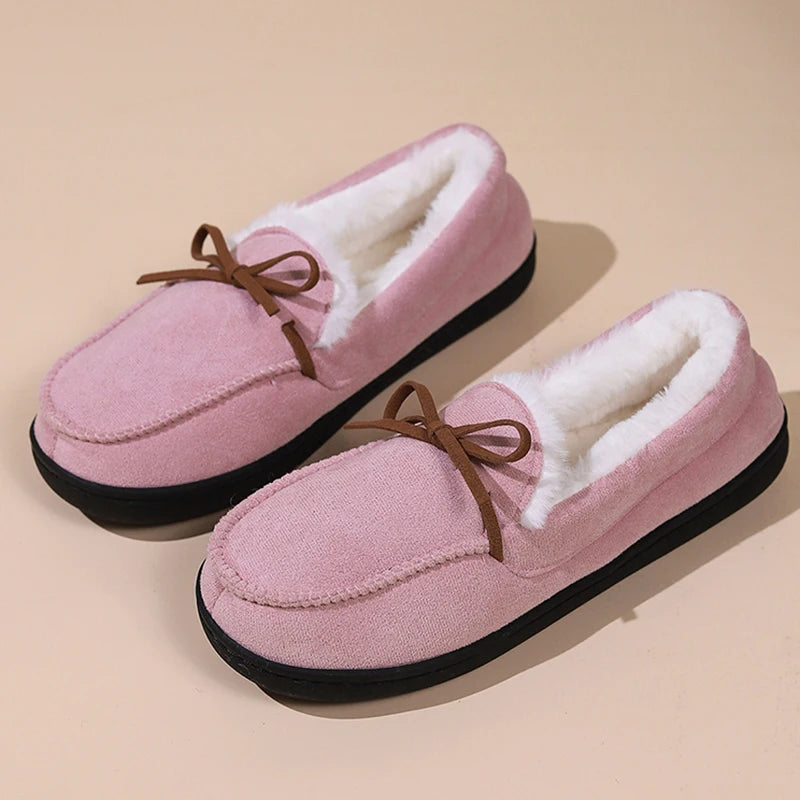 Women Winter Warm Plush Comfortable Soft Sole Cotton Shoes Slip On Non Slip