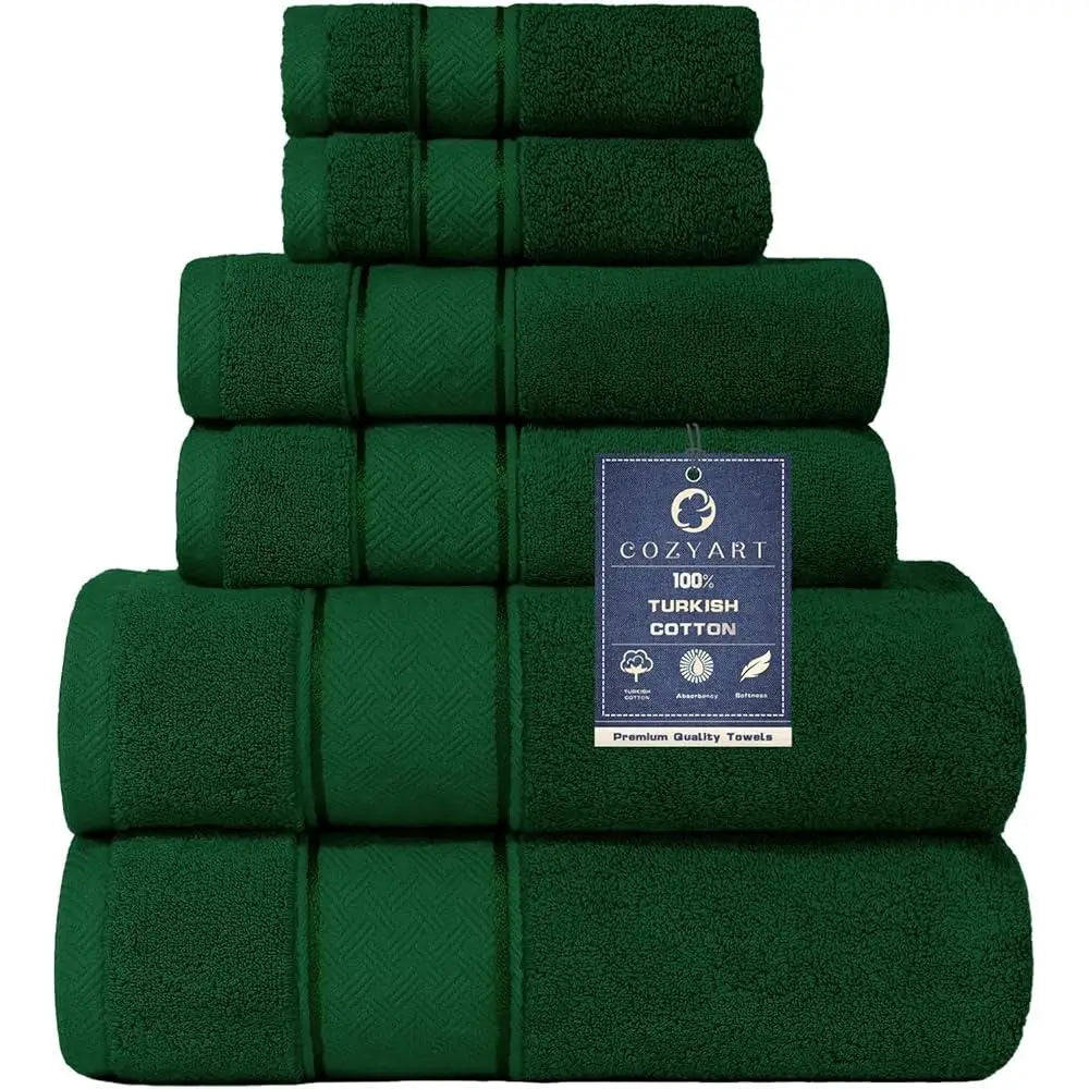 Luxury 6 Piece Turkish Cotton Bath Towel Set Soft Absorbent Quick Dry
