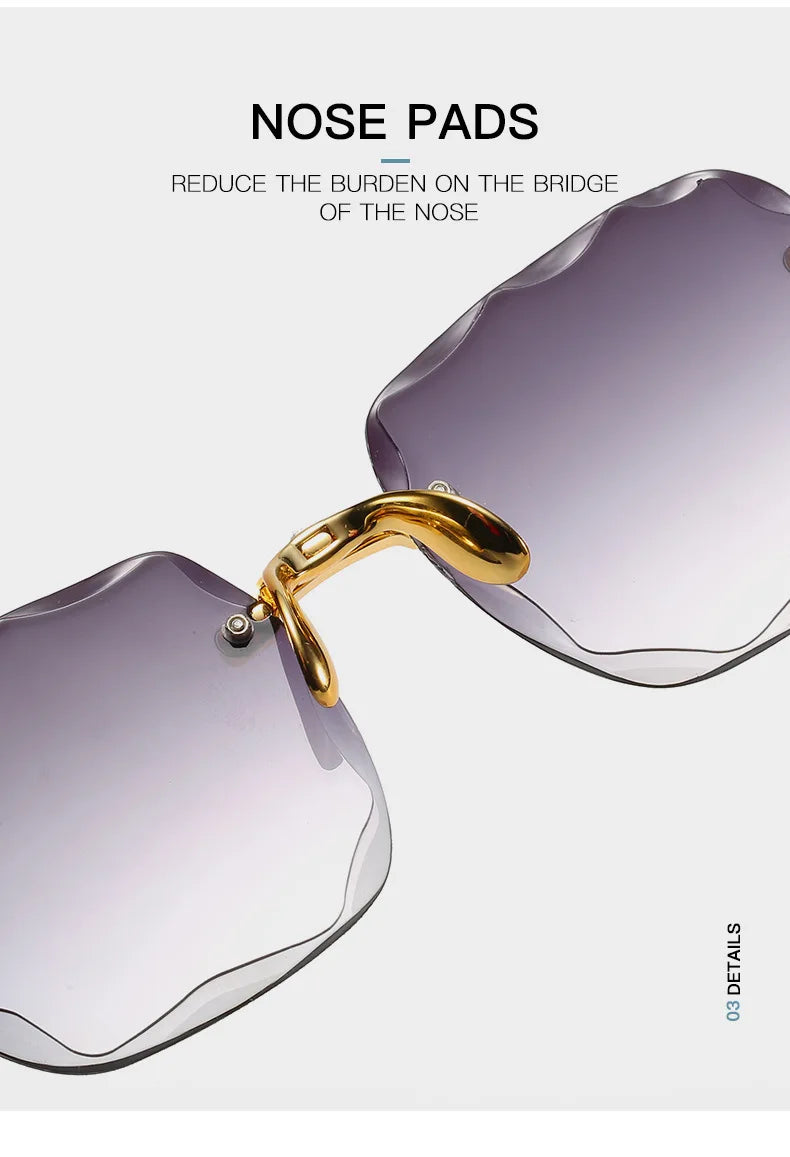 Sunglasses For Women ladies Rimless Diamond cutting Lens Brand Designer Ocean Shades