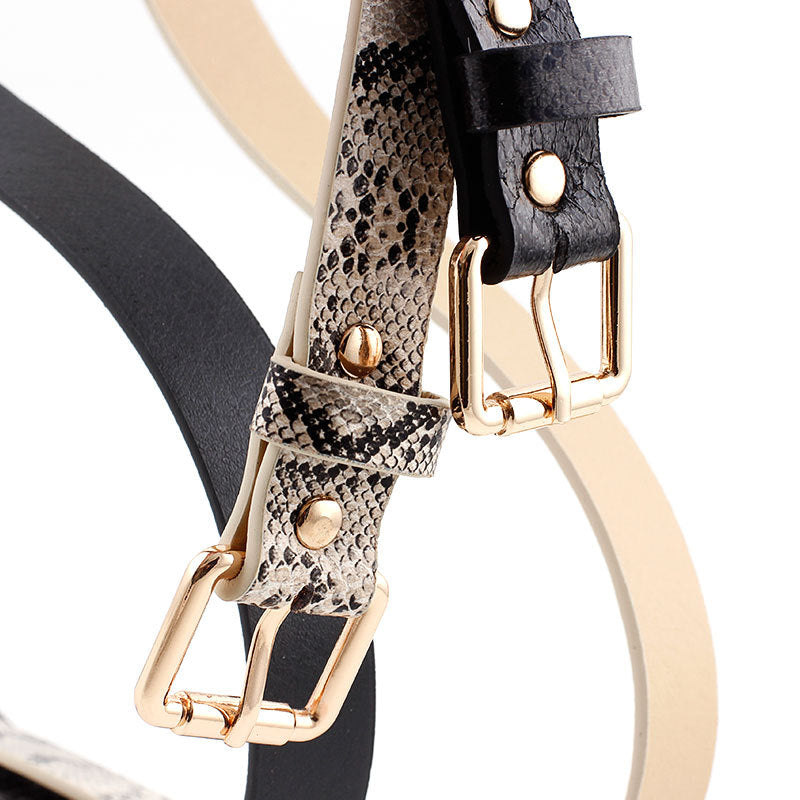 High Quality Women Retro Pu Leather Snake Skin texture Waist Belt