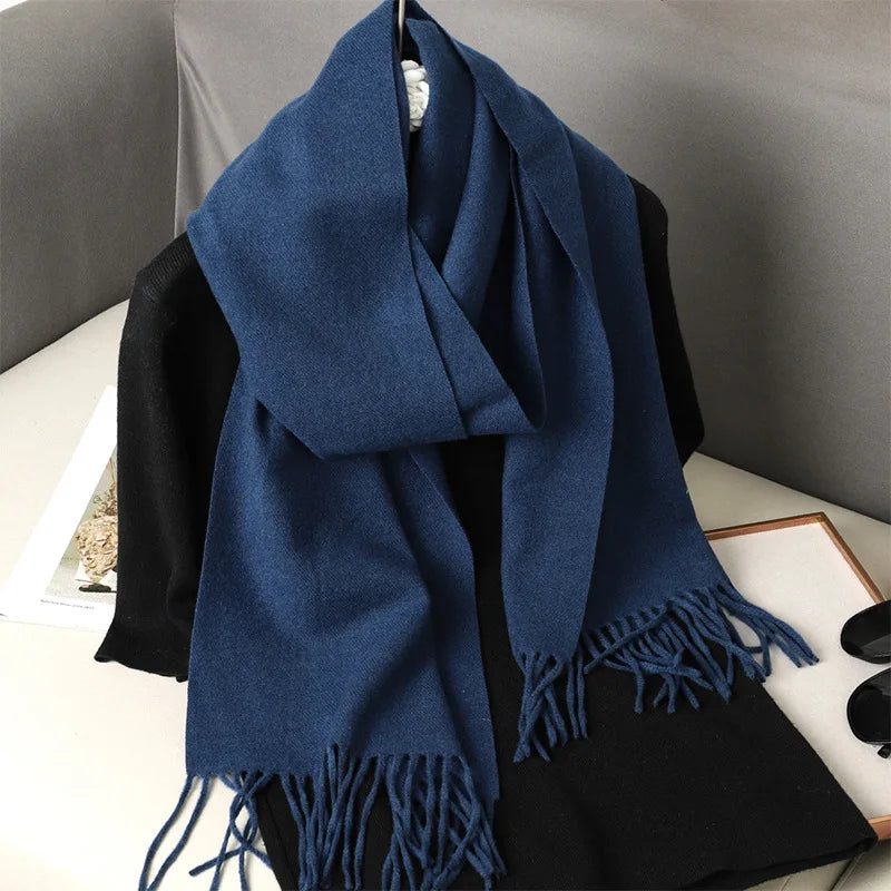 Color Solid Women Winter Scarf Warm Thicken Cashmere Shawl