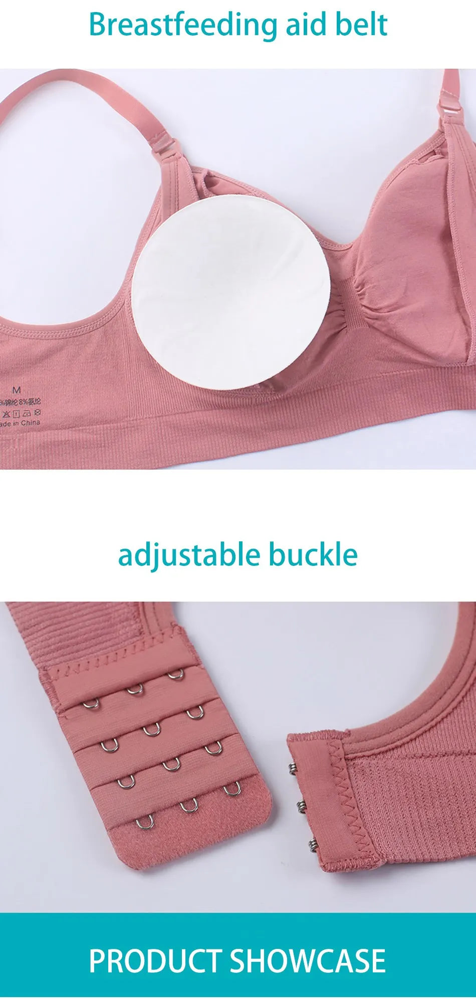 Breastfeeding Bra Upper Buckle Wirefree Seamless Postpartum Removable Chest Pad