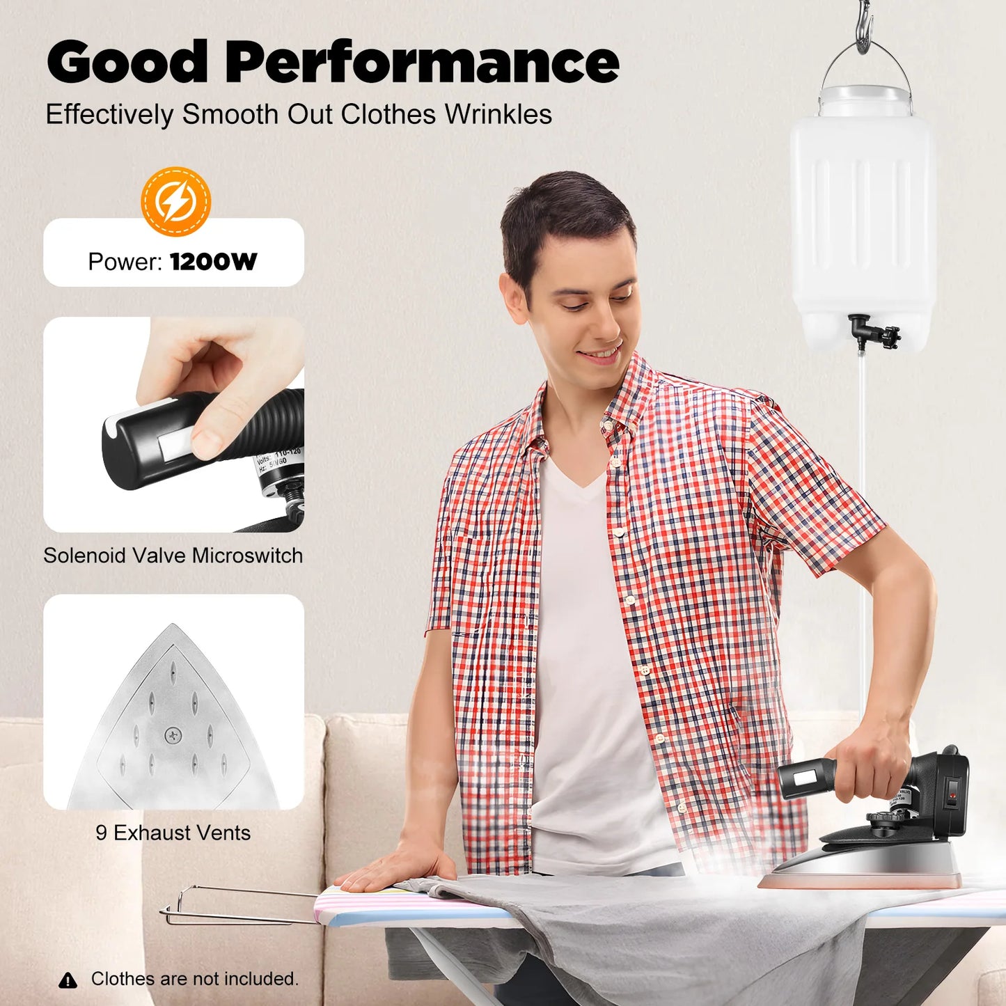 1200w Industrial Electric Iron 110v Us Plug 5-Gear Tank Steam Dry Ironing Suitable For Garment Factories Dry Cleaners Hotels