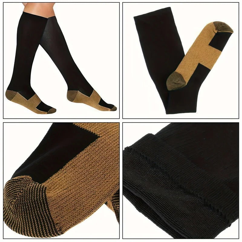 4 pairs copper compression socks Unisex for running and traveling for nurses and pregnant women mid-calf design