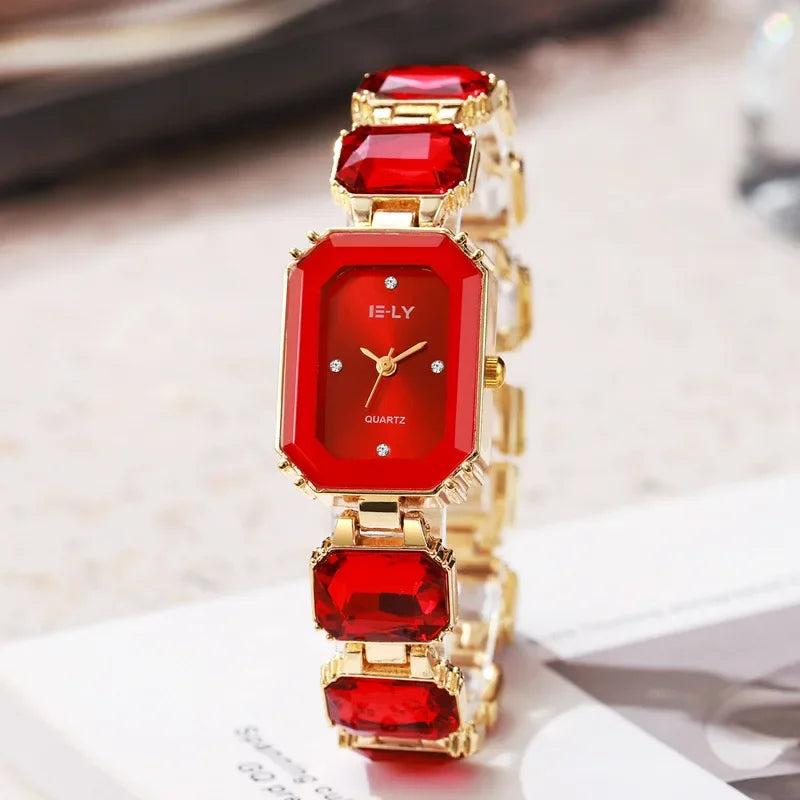 Women Watch Big Diamond Bracelet Strap Quartz